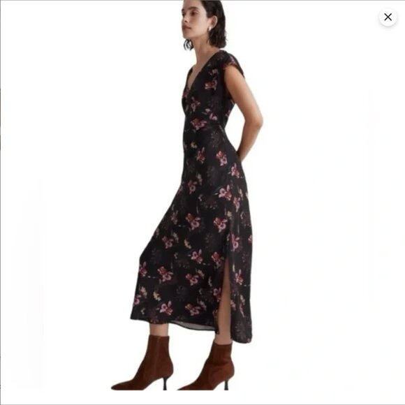 NWT Madewell Wide V-Neck Midi Dress Sz 10 - Picture 3 of 10